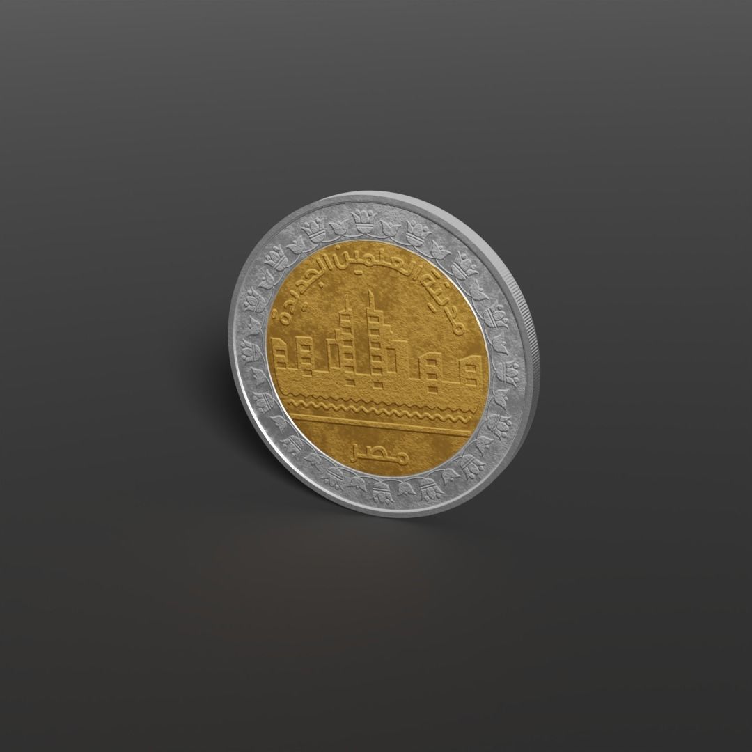 Egyptian Pound Coin New Alameen Version Low-poly 3D model_4