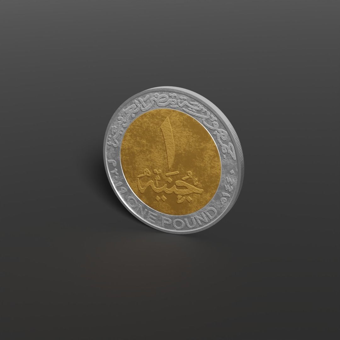 Egyptian Pound Coin New Alameen Version Low-poly 3D model_3