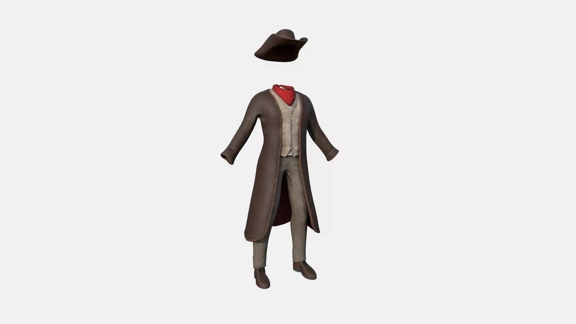 Cowboy Outfit A04 - Character Fashion Design Low-poly 3D model_0