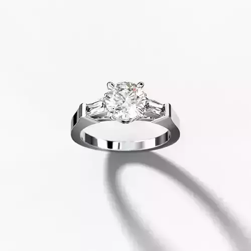 Ring graf with round and trapezoid baguette diamonds 3D print model