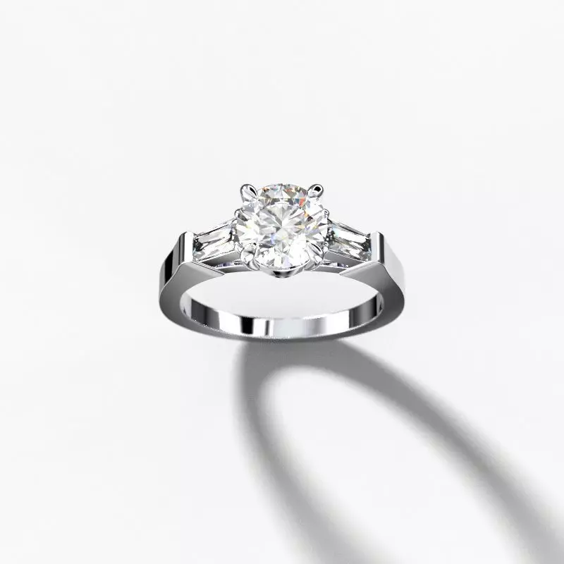 Ring graf with round and trapezoid baguette diamonds 3D print model_0