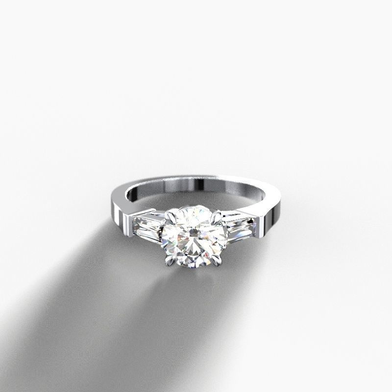 Ring graf with round and trapezoid baguette diamonds 3D print model_3