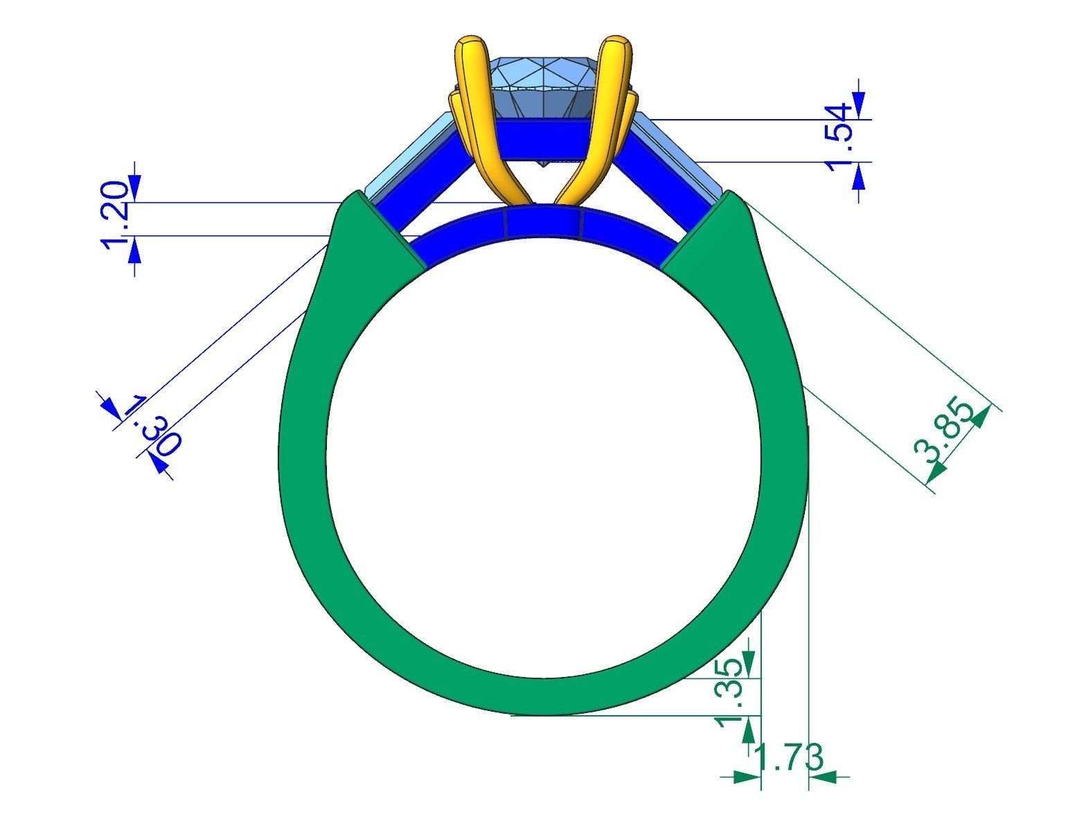 Ring graf with round and trapezoid baguette diamonds 3D print model_6