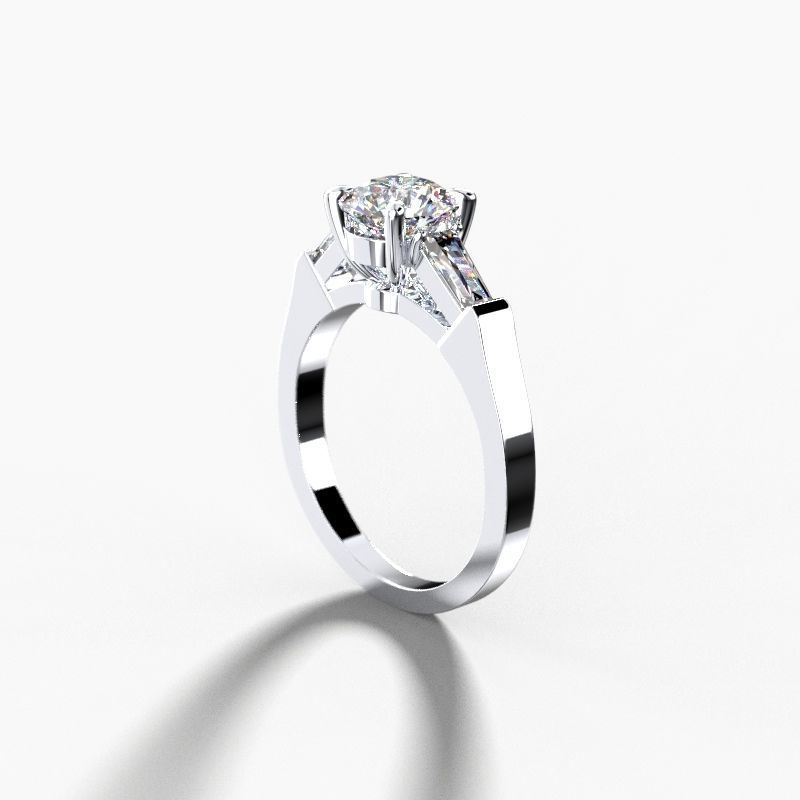 Ring graf with round and trapezoid baguette diamonds 3D print model_1
