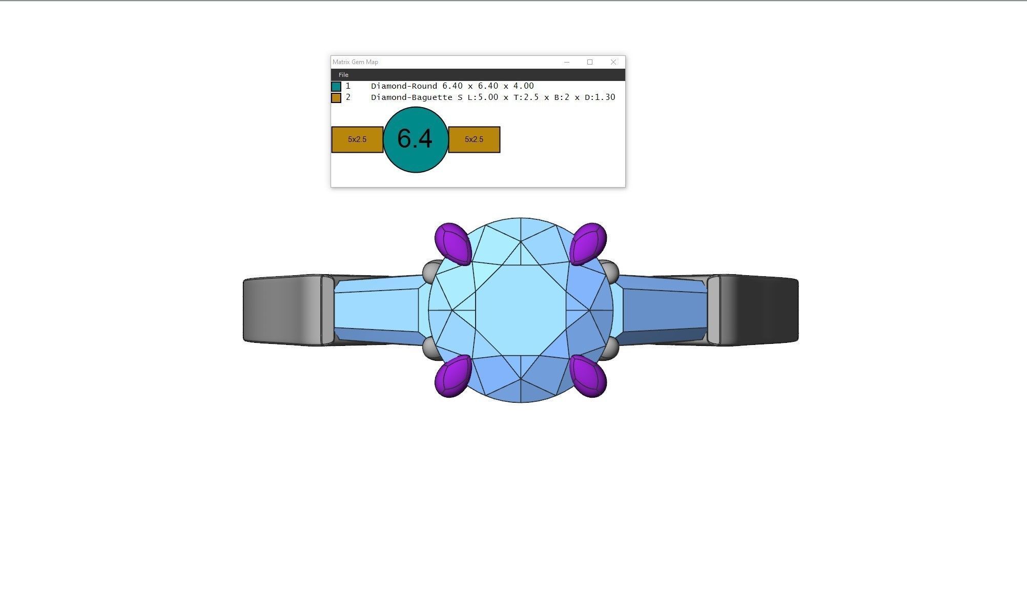 Ring graf with round and trapezoid baguette diamonds 3D print model_10