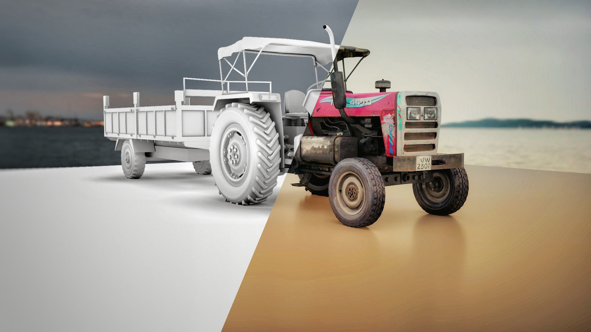 Tractor trolley 3D model_1