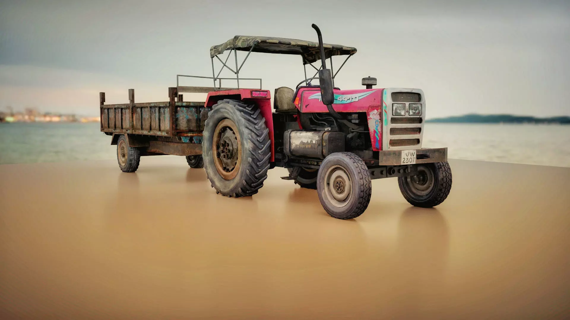 Tractor trolley 3D model_0