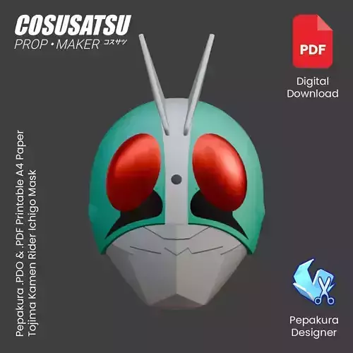 DIY Tojima Kamen Rider Ichigo Mask Cosplay EVA Foam Template
