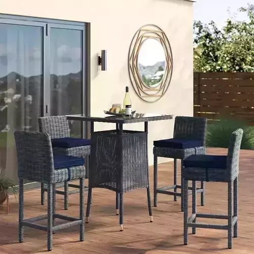 Keiran Square Long Bar Height Dining Set 