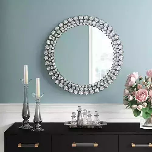 Wykoff Round Jeweled Accent Mirror