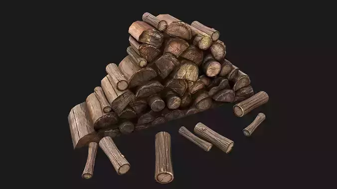 Little Pile of wood Low-poly 3D model