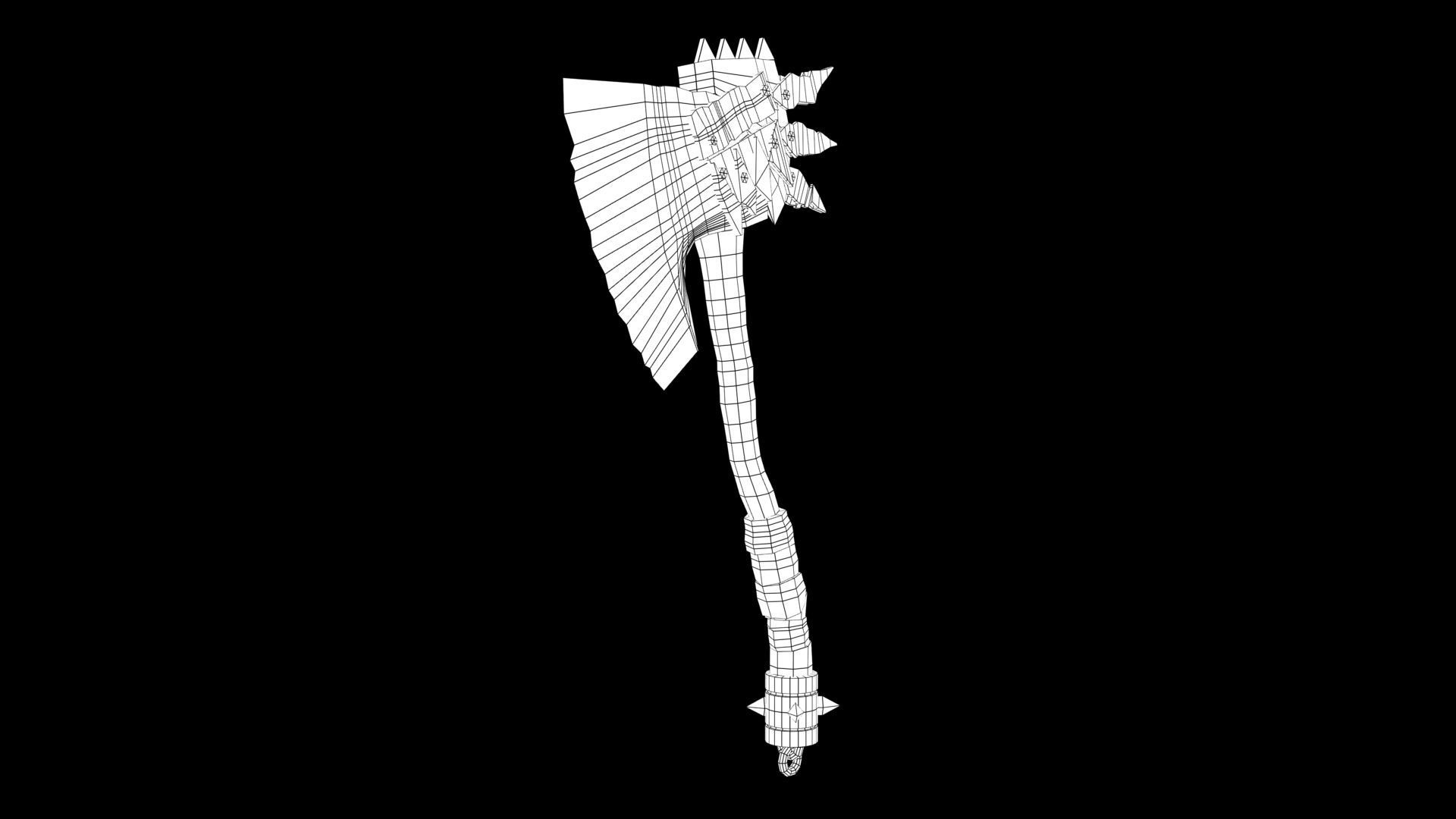 Battle axe Low-poly 3D model_7