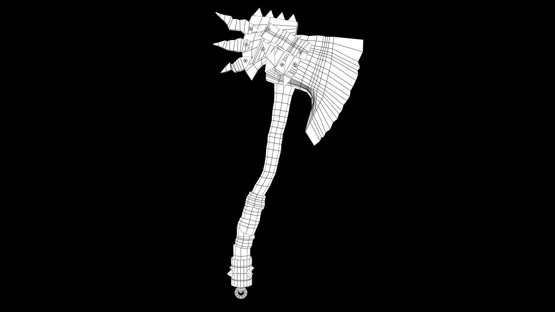 Battle axe Low-poly 3D model_5