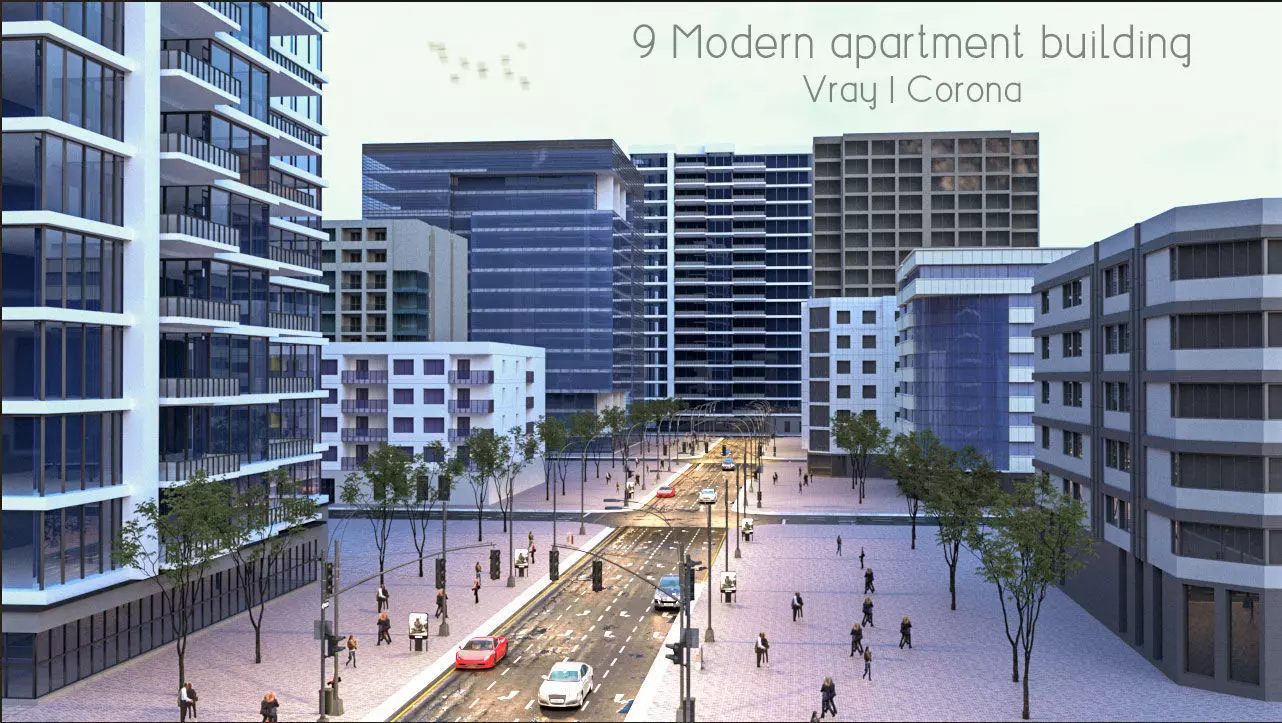 Modern Apartment Building Set01 3D model | CGTrader