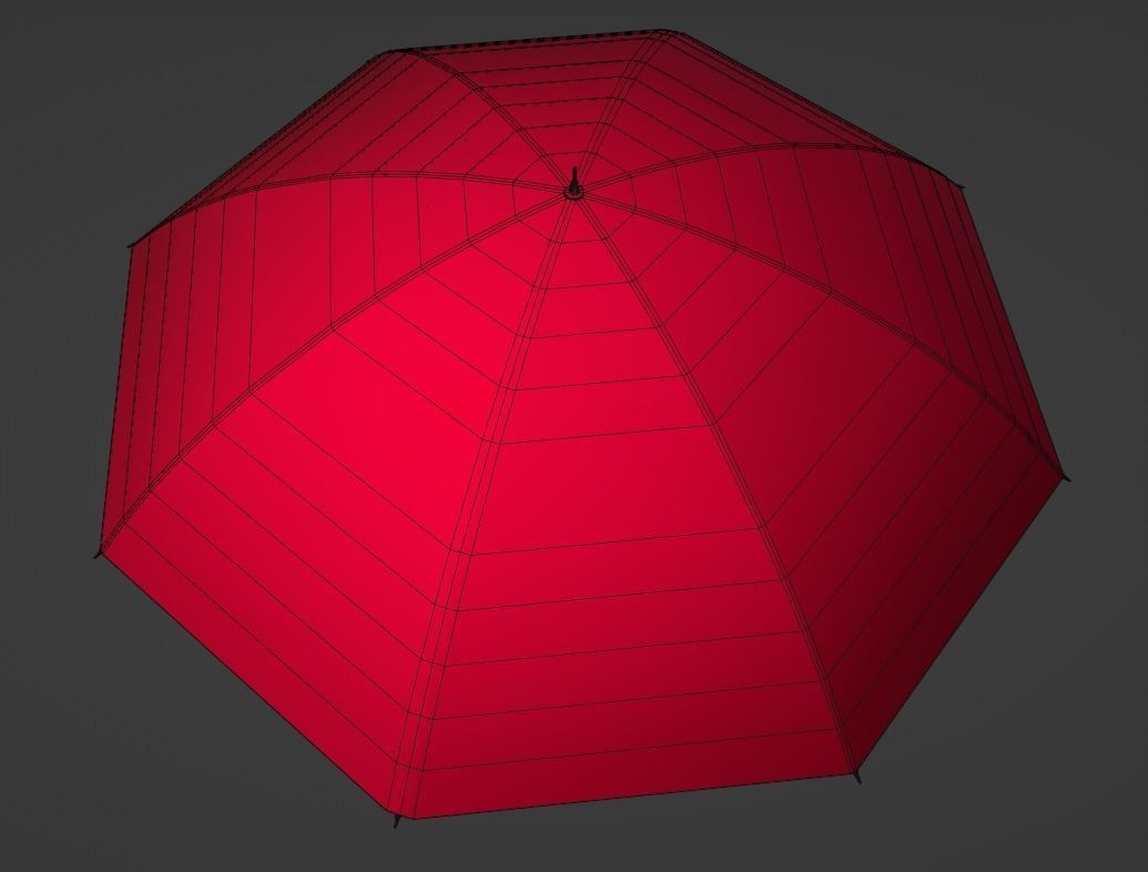 Umbrella with textures Low-poly 3D model_3