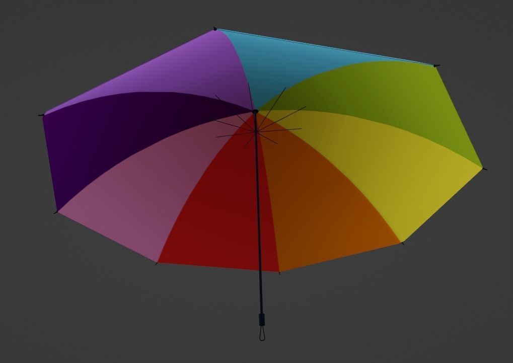 Umbrella with textures Low-poly 3D model_2