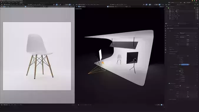 Studio chair and computer screen