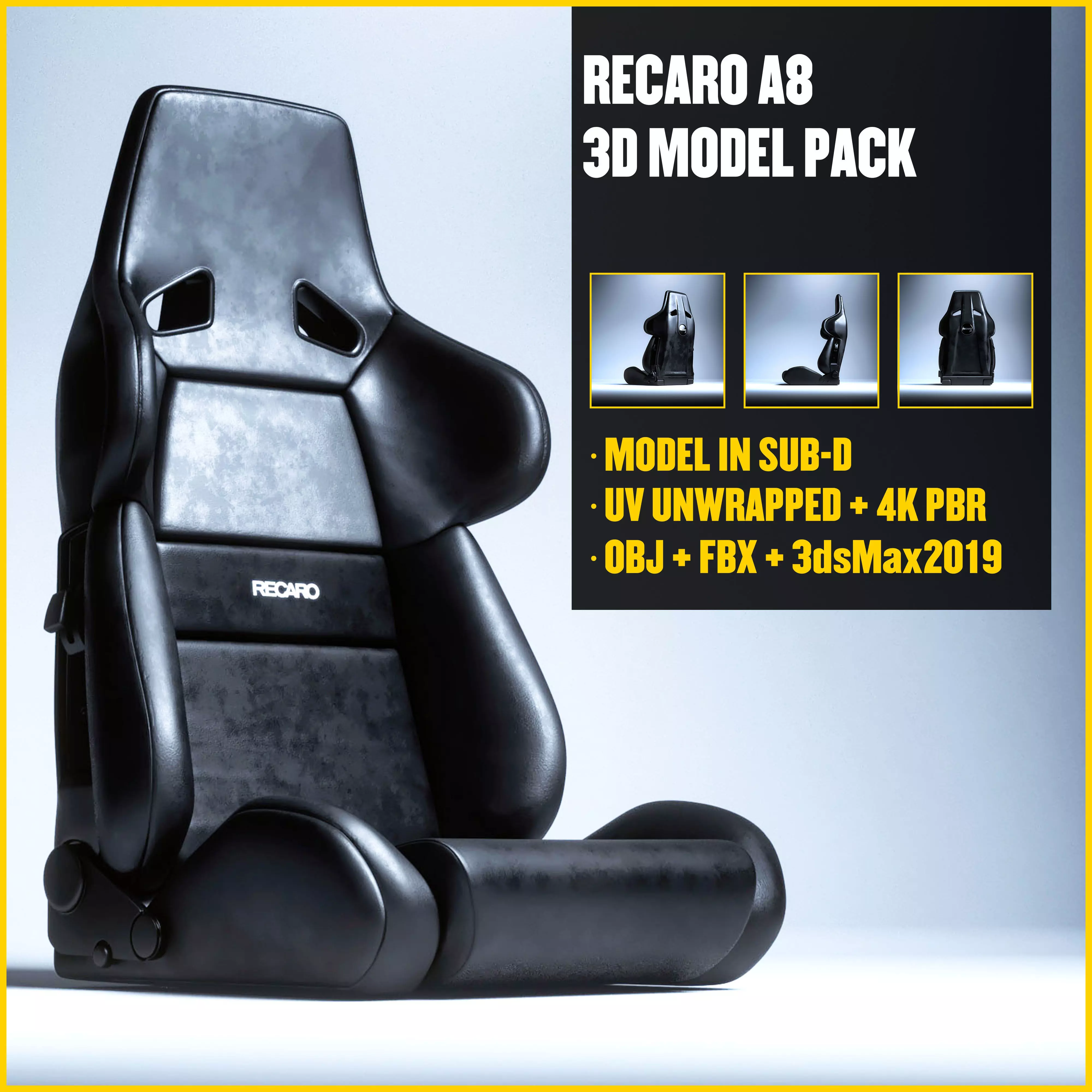 RECARO A8 Low-poly 3D model_0