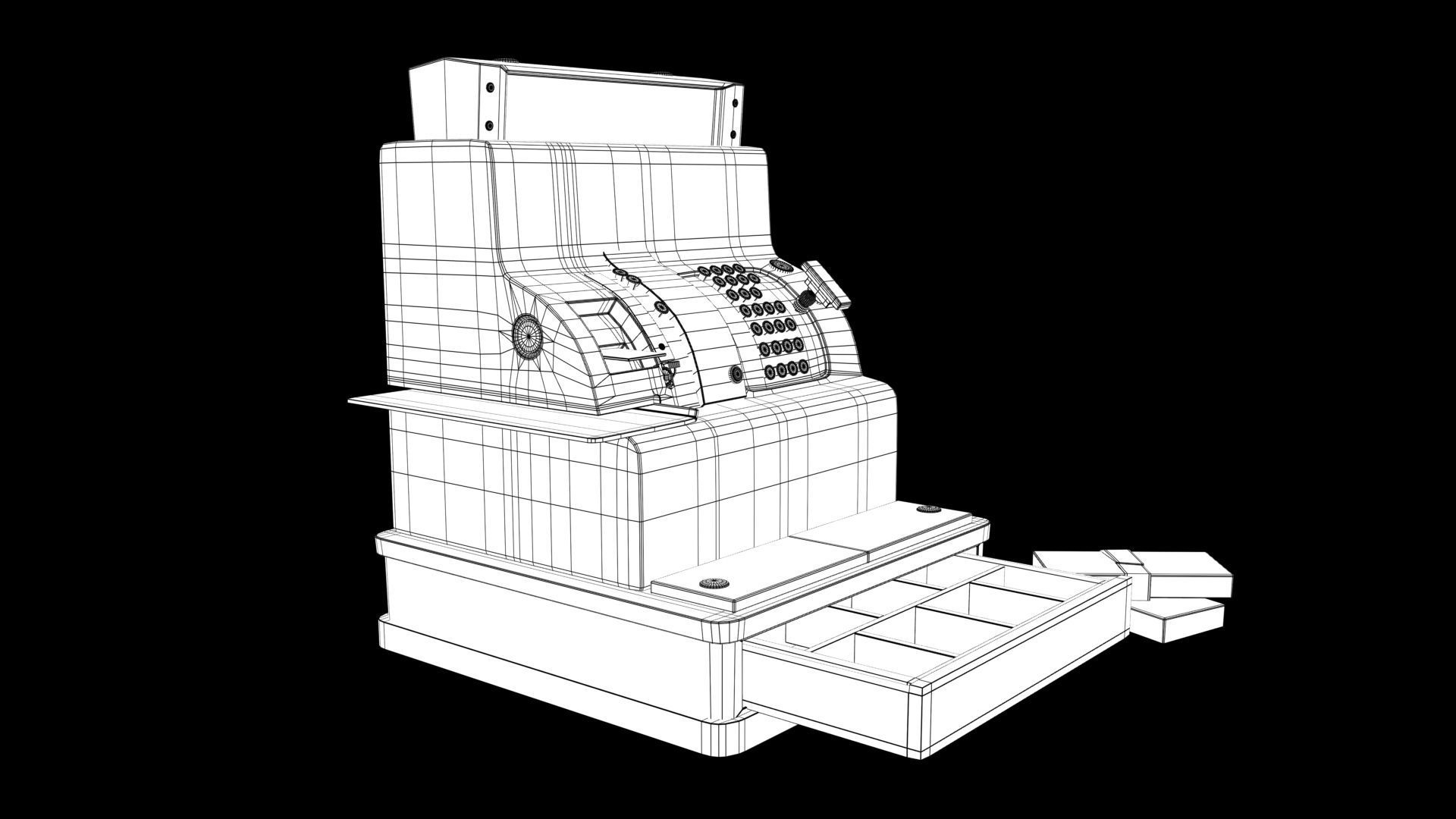 Cash register Low-poly 3D model_5