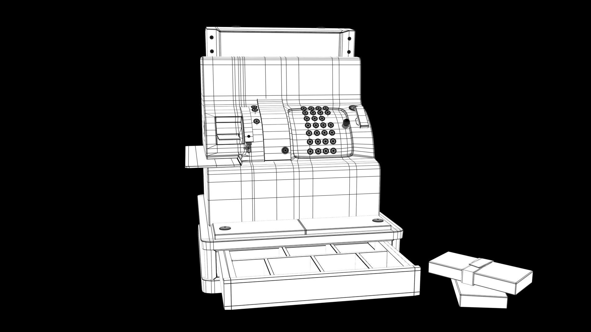 Cash register Low-poly 3D model_6