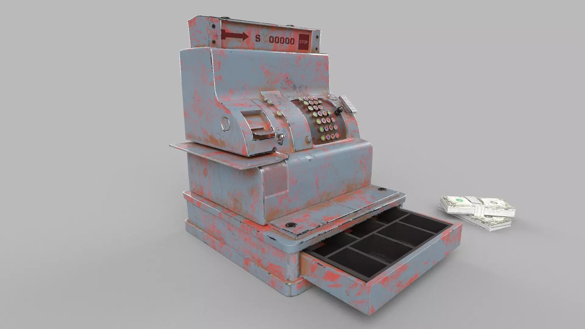 Cash register Low-poly 3D model_0