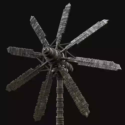 WINDMILL TURBINE MILL POWER PLANT GENERATOR MEDIEVAL AAA Low-poly 3D model