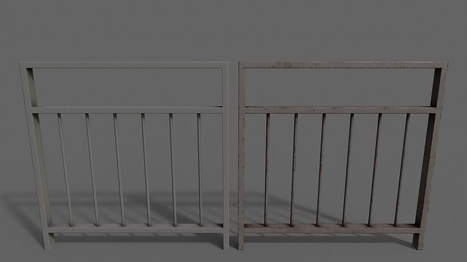 PBR Pedestrian Guard Rail Grey V4 Low-poly 3D model