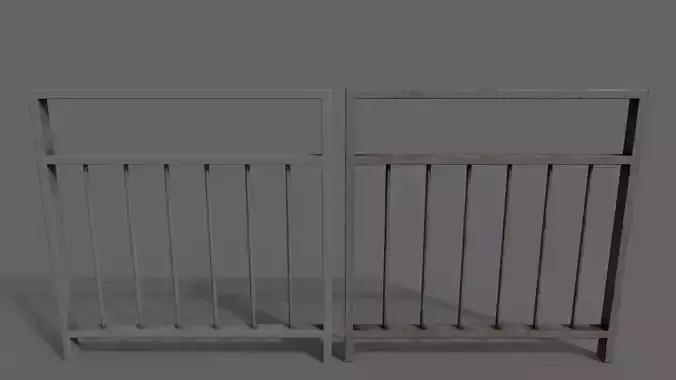 PBR Pedestrian Guard Rail Grey V4 Low-poly 3D model