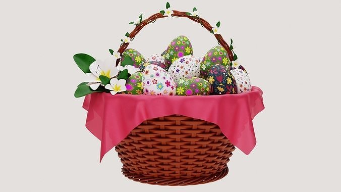 Easter Eggs Basket 3D model