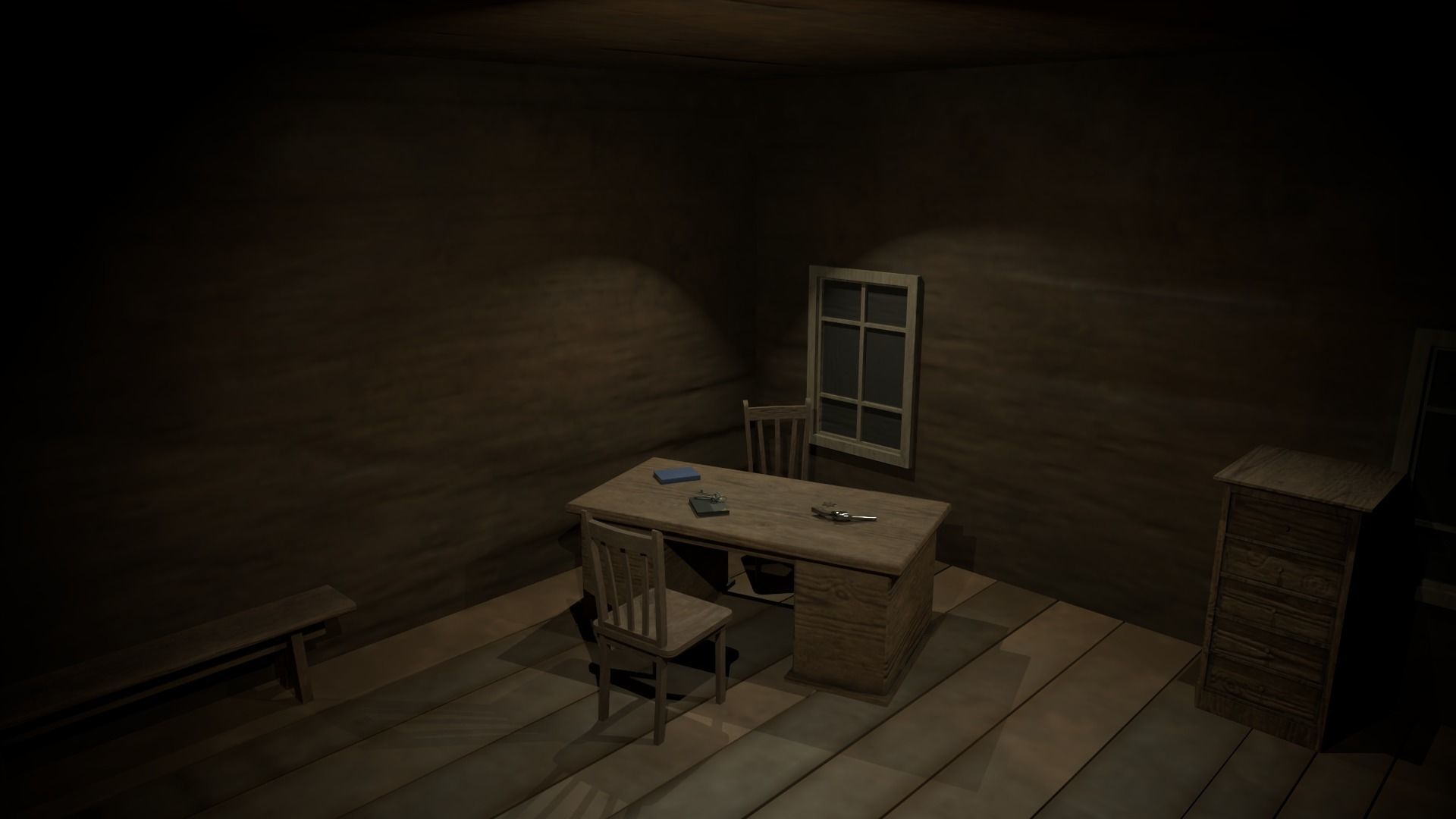 Sheriff Office with interior Low-poly 3D model_8