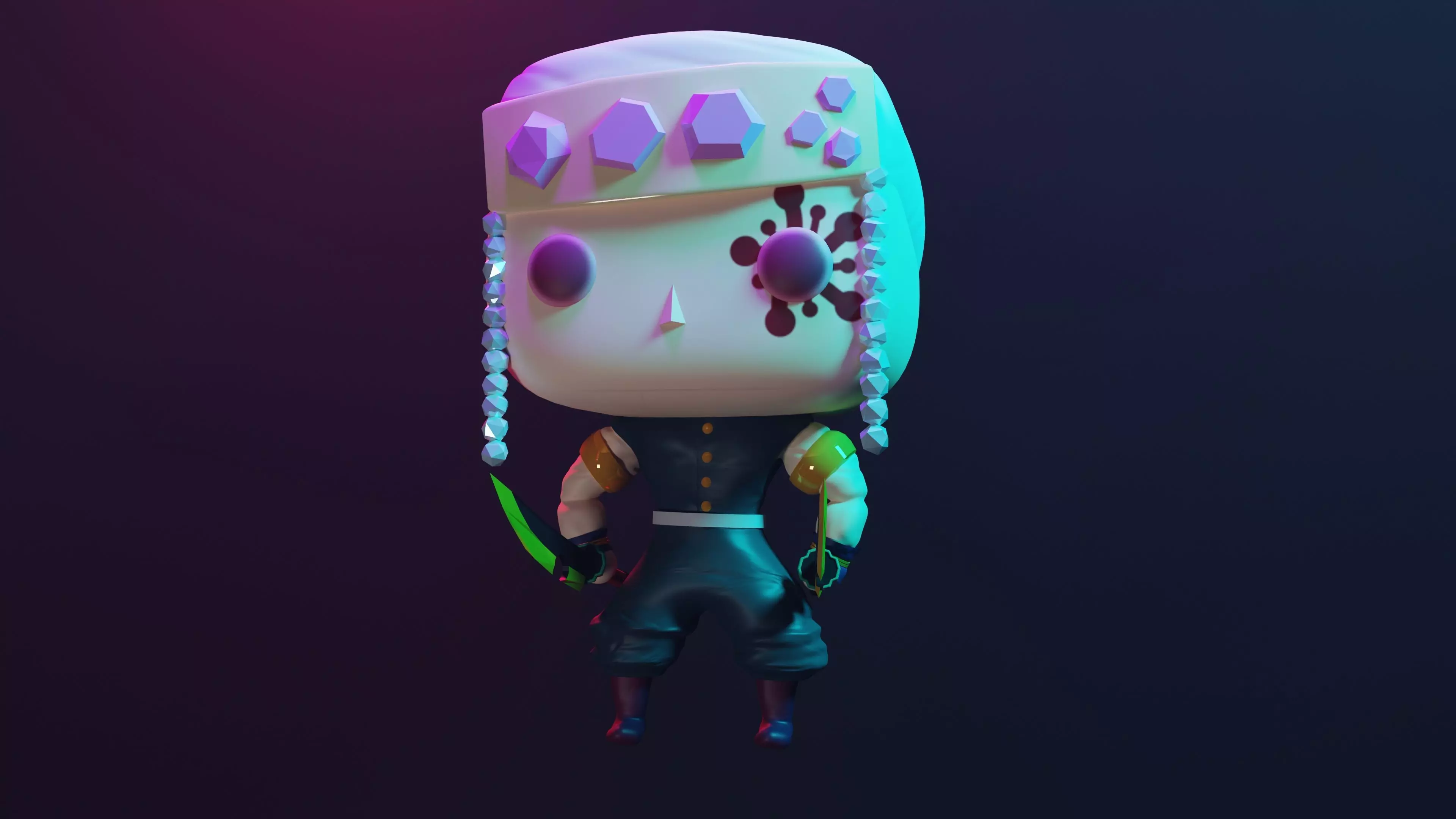 Uzui Tengen Demon slayer Funko Pop style 3D model_0