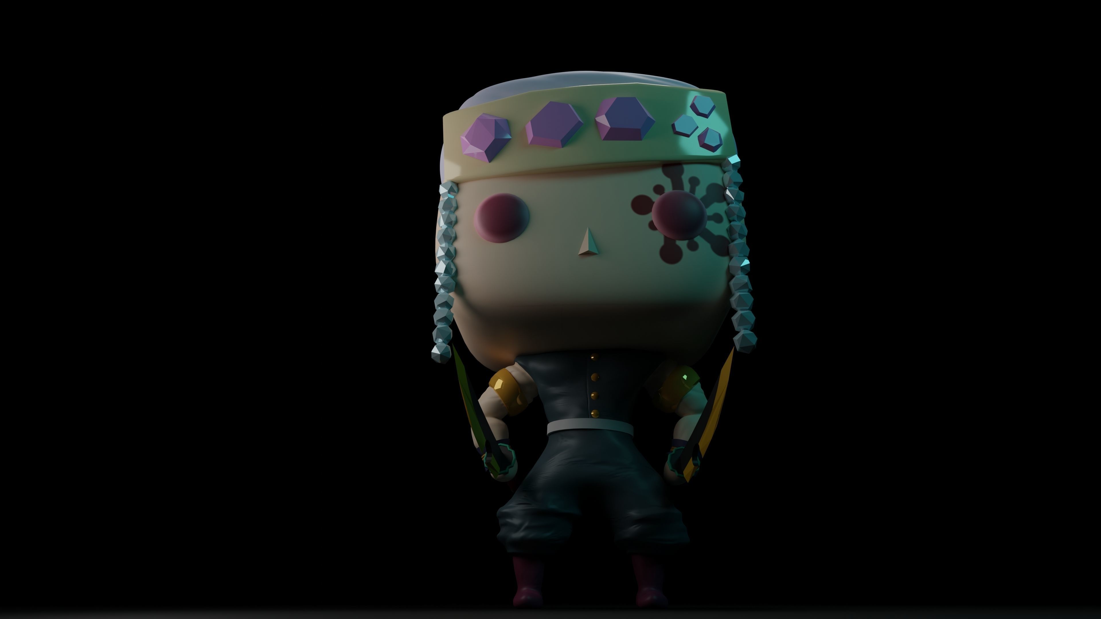 Uzui Tengen Demon slayer Funko Pop style 3D model_2
