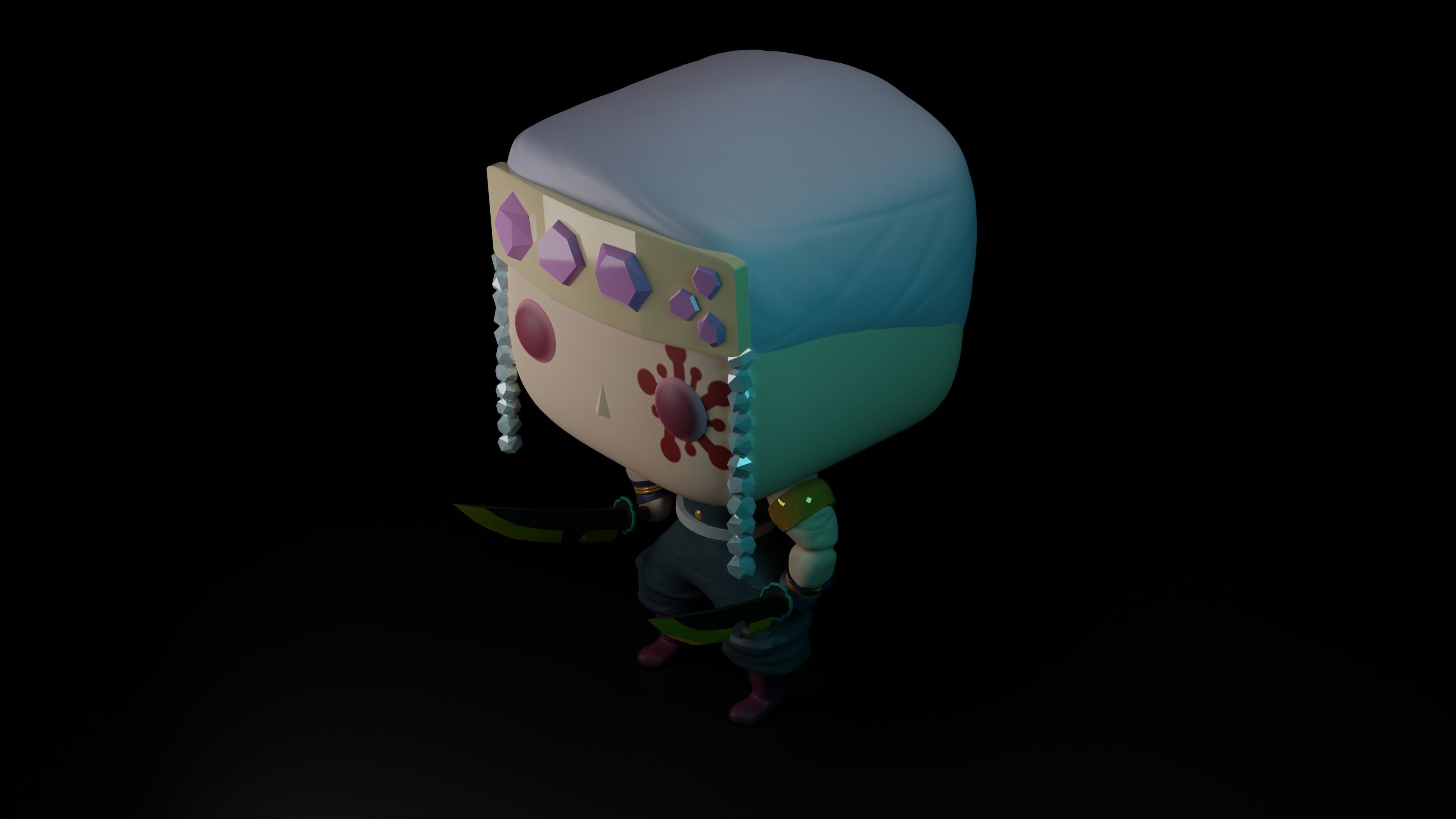 Uzui Tengen Demon slayer Funko Pop style 3D model_6