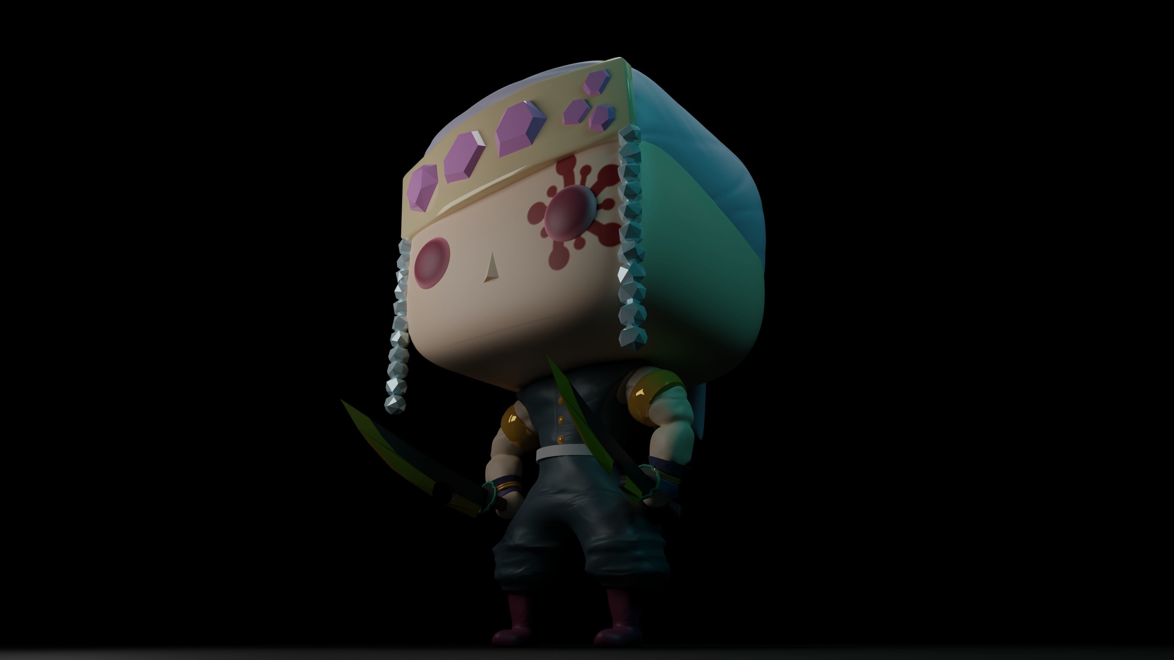 Uzui Tengen Demon slayer Funko Pop style 3D model_7