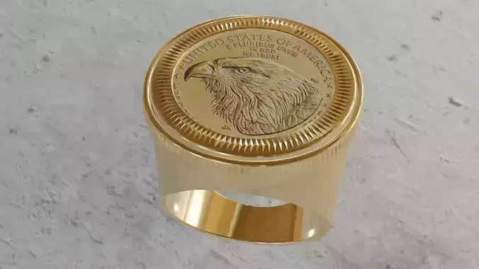 Size 12 gold quarter Dollar ring bezel mount