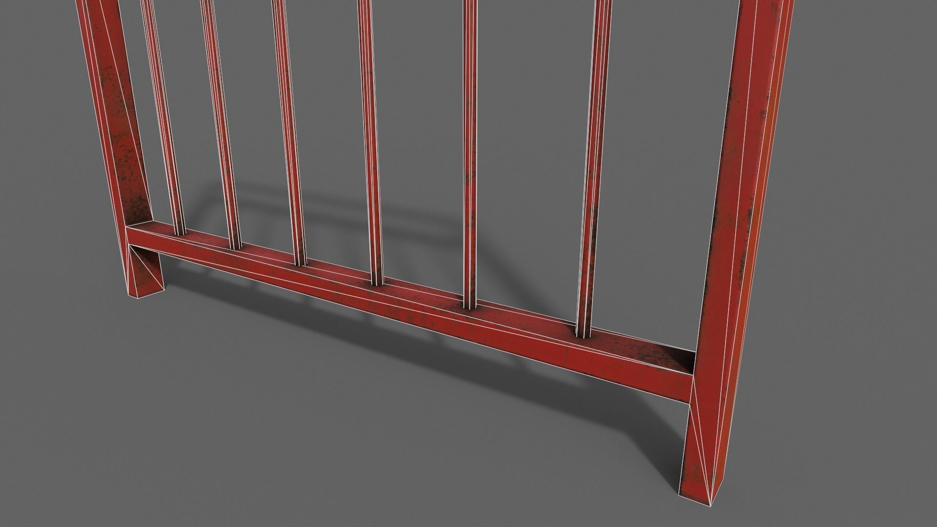 PBR Pedestrian Guard Rail Red V4 Low-poly 3D model_20