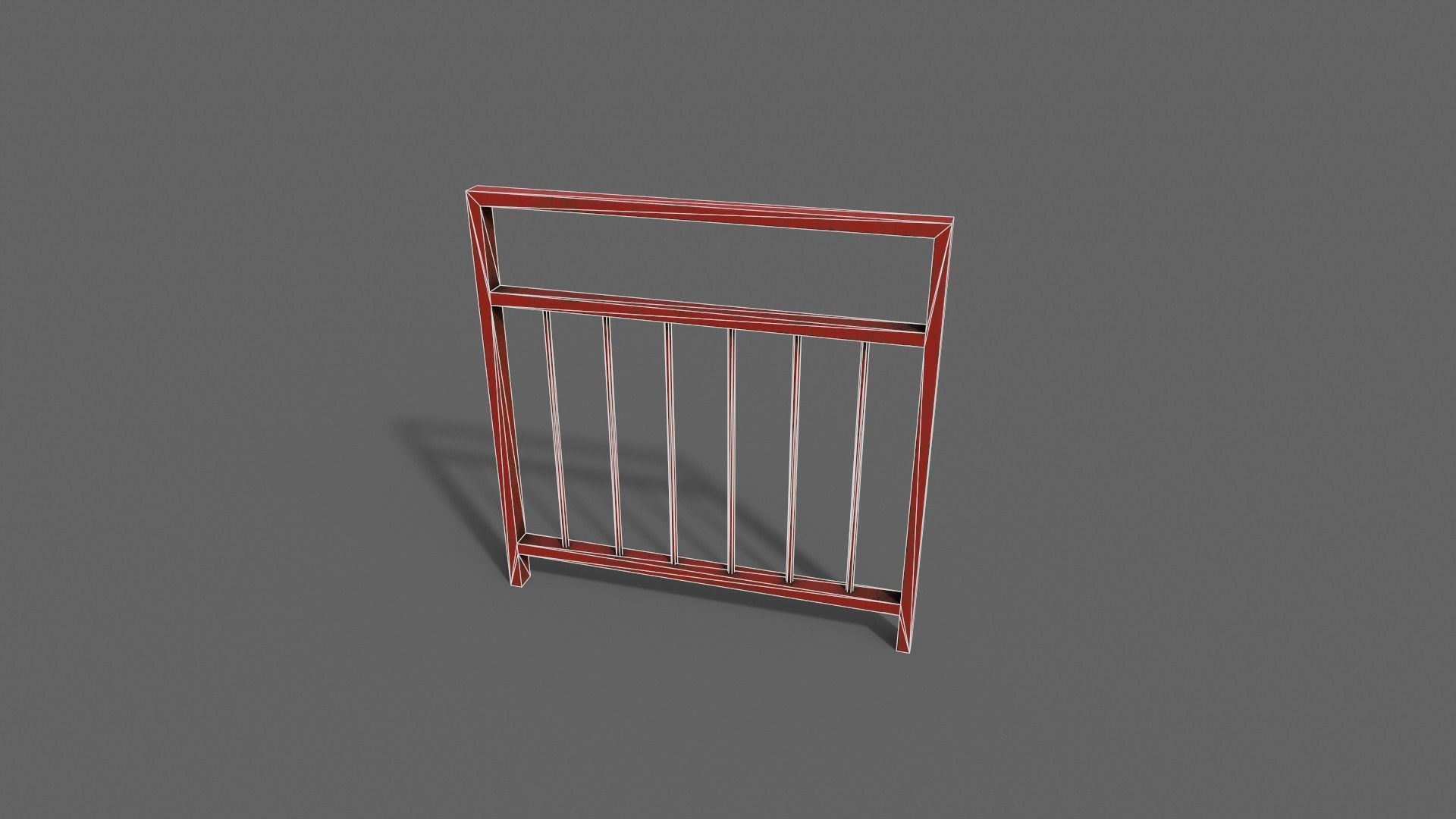 PBR Pedestrian Guard Rail Red V4 Low-poly 3D model_22