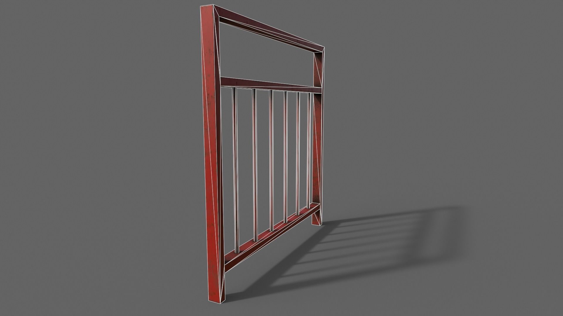 PBR Pedestrian Guard Rail Red V4 Low-poly 3D model_21