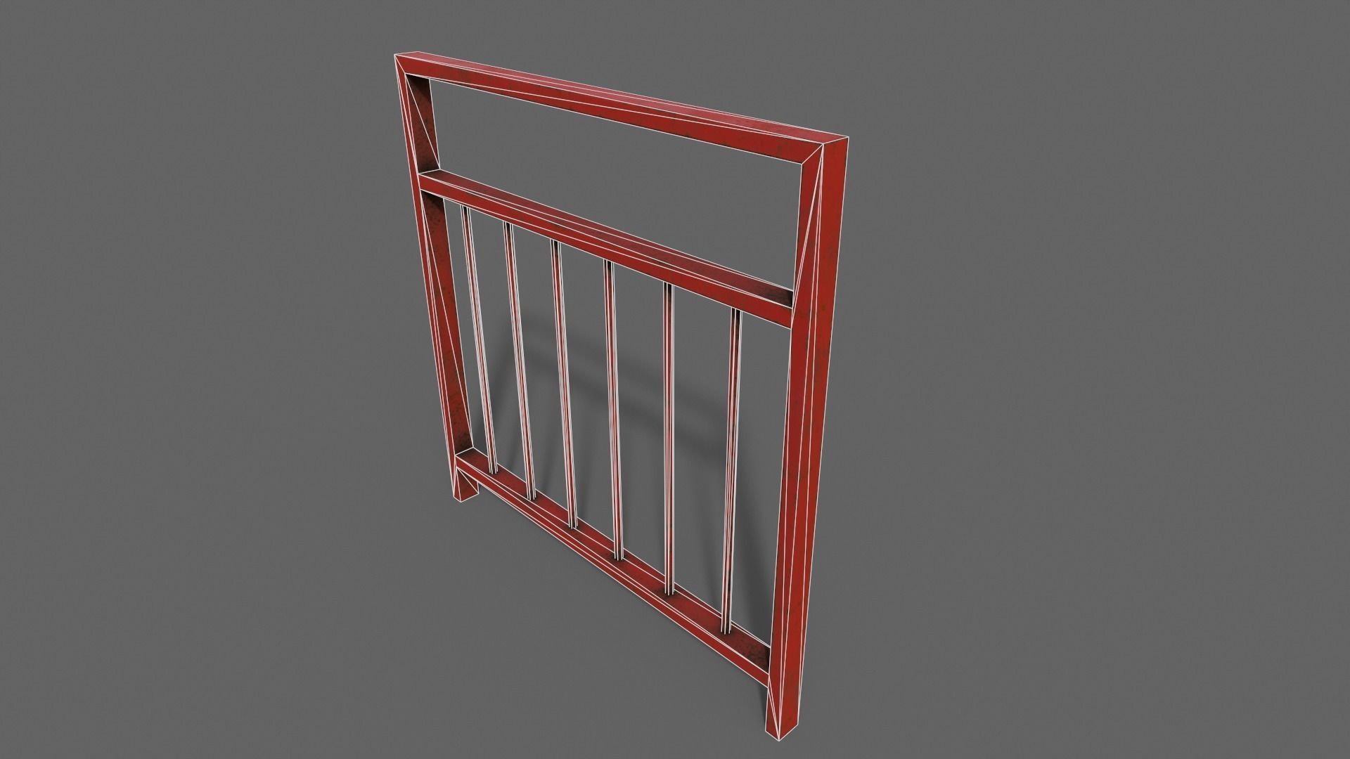 PBR Pedestrian Guard Rail Red V4 Low-poly 3D model_18