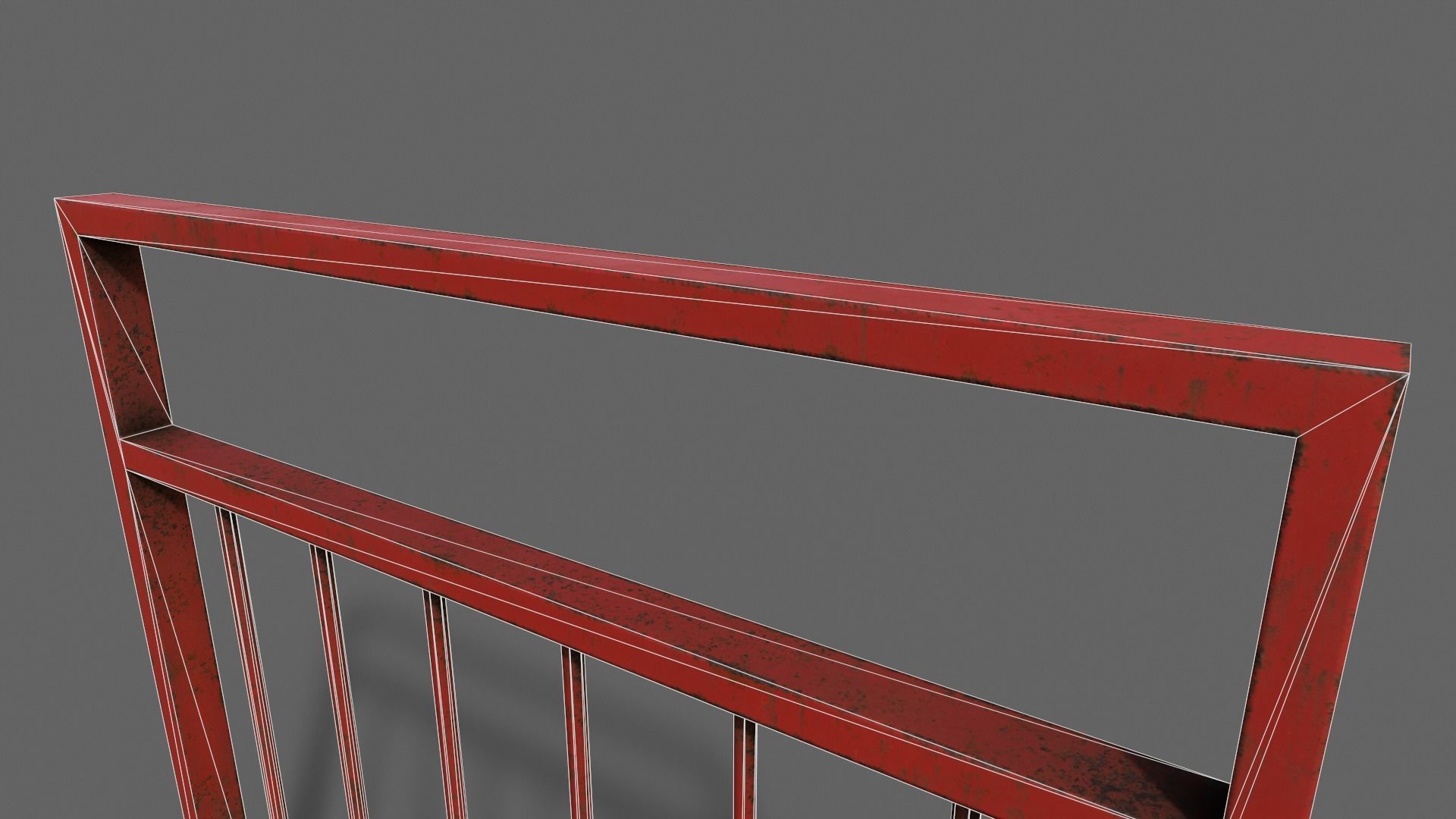 PBR Pedestrian Guard Rail Red V4 Low-poly 3D model_19