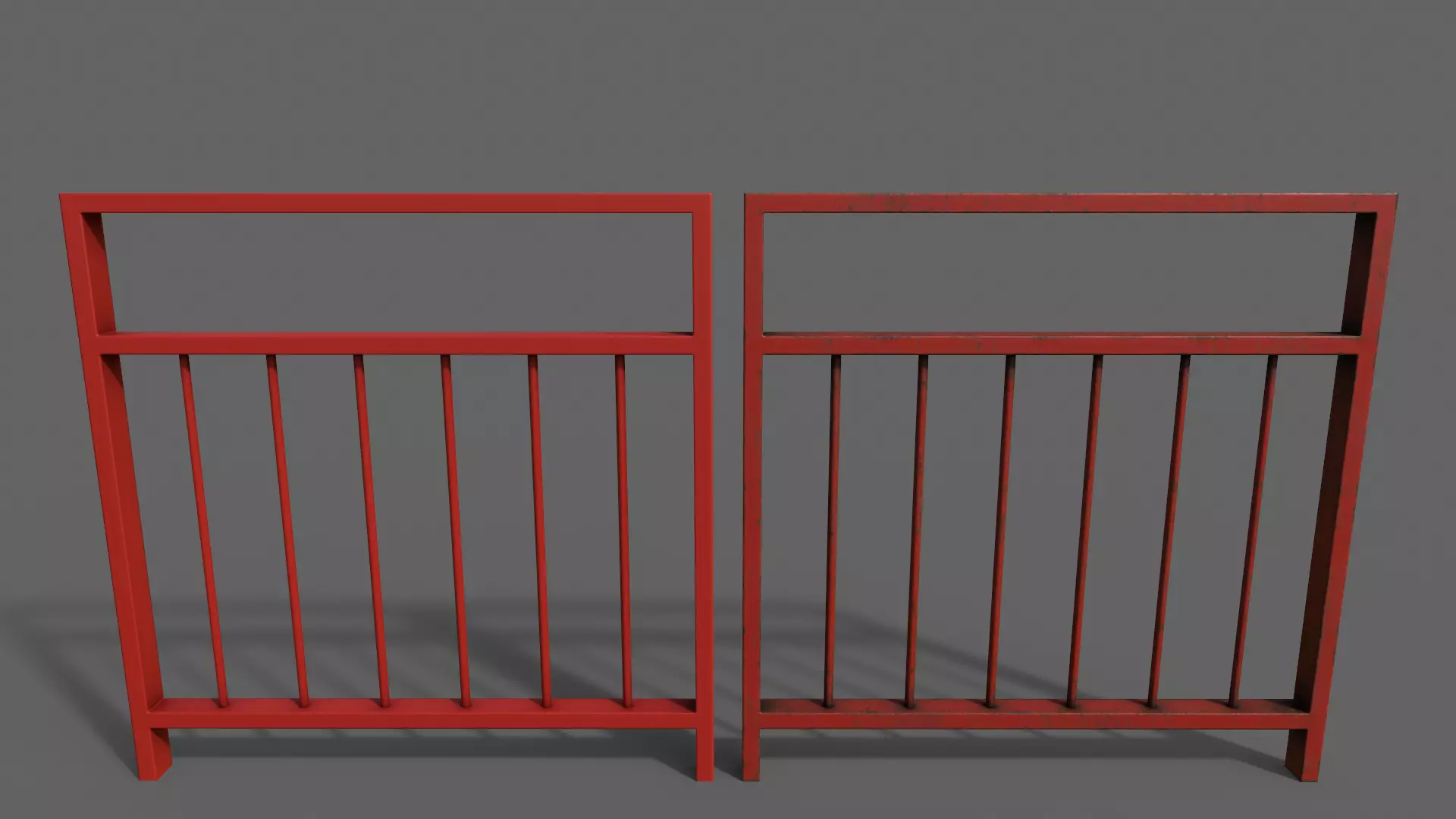 PBR Pedestrian Guard Rail Red V4 Low-poly 3D model_0