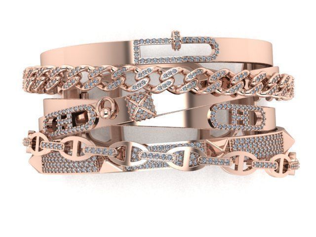 gold bracelet 3D print model_18