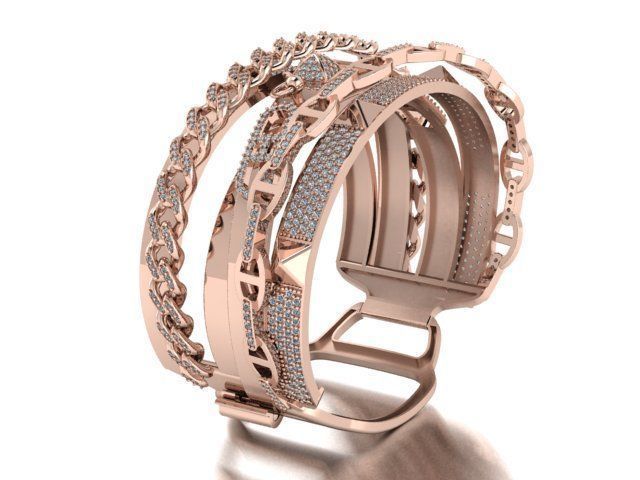 gold bracelet 3D print model_5