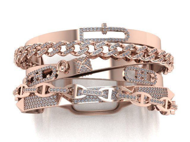 gold bracelet 3D print model_9