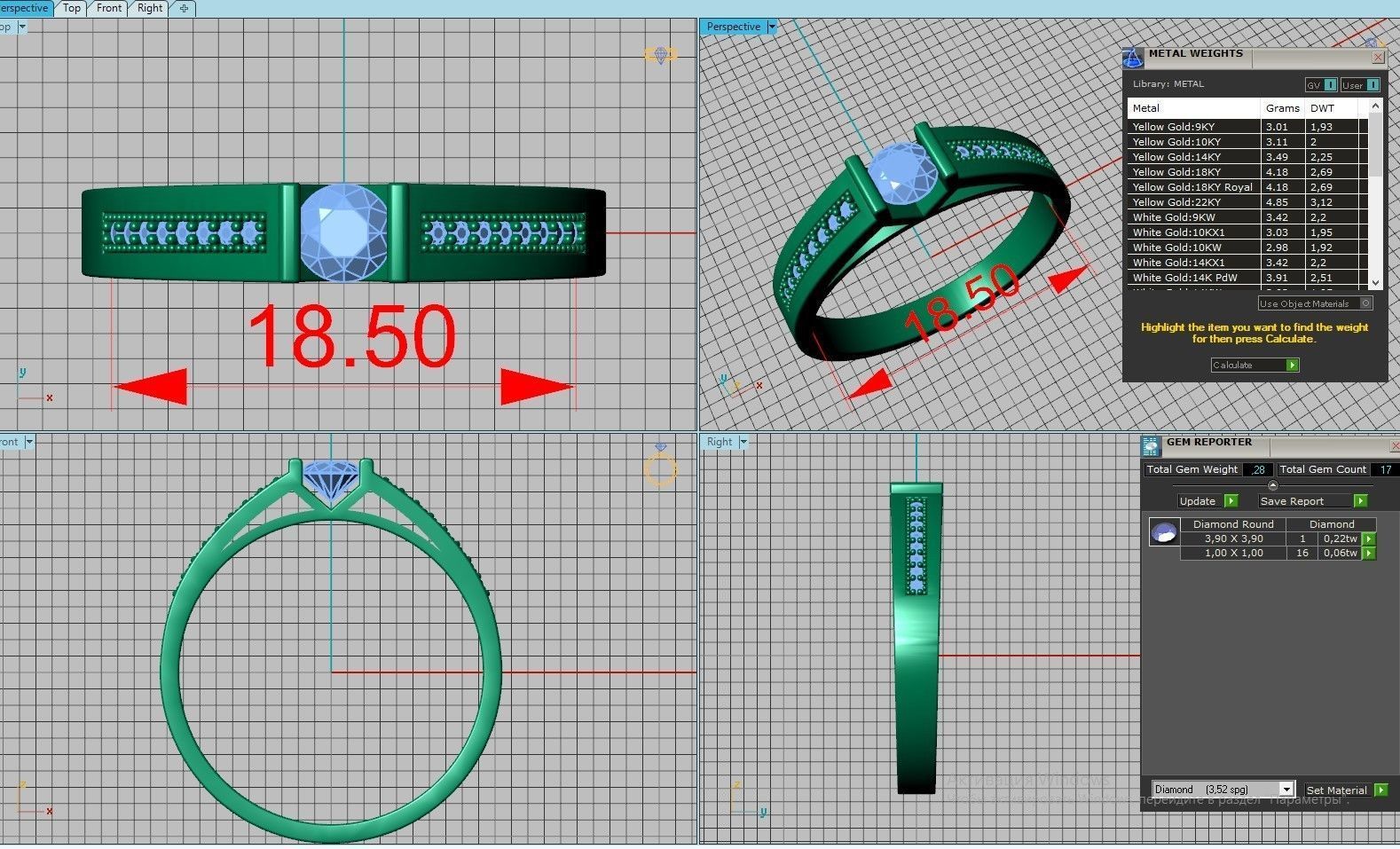Diamond ring 3D print model_4