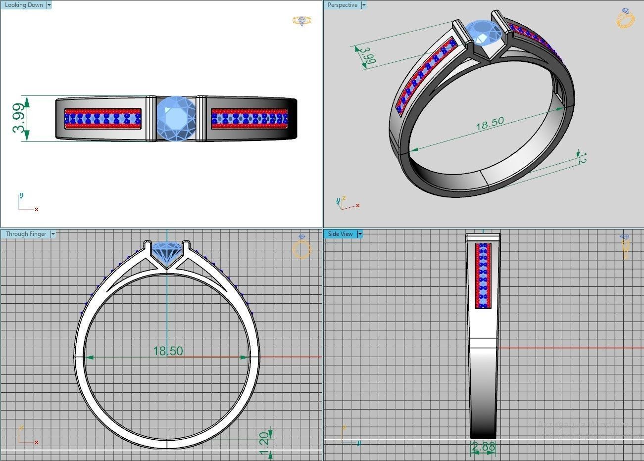Diamond ring 3D print model_5