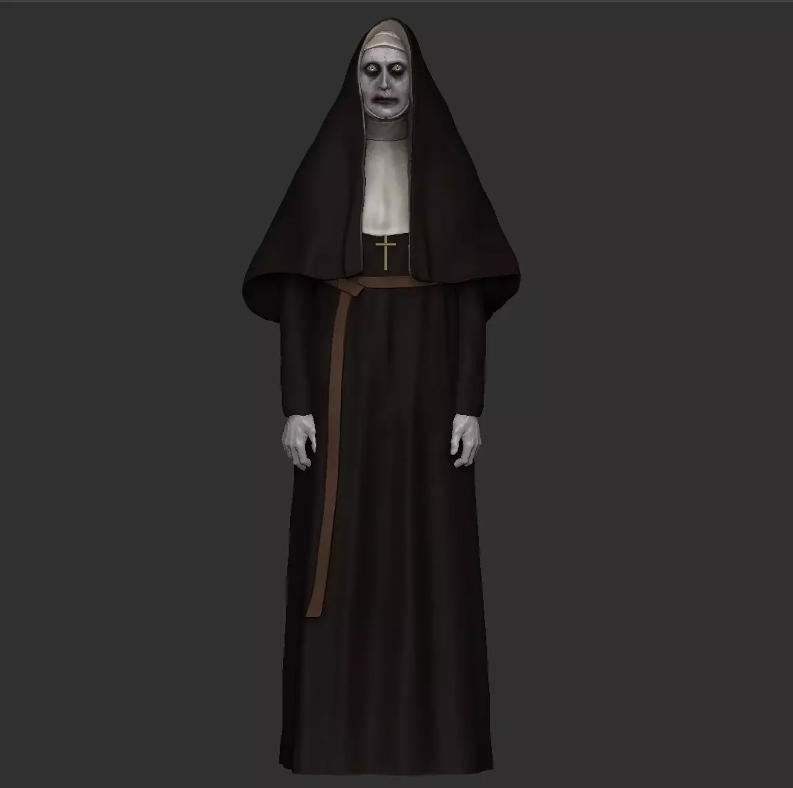 VALAK statue of nun wearing cloak 3D print model
