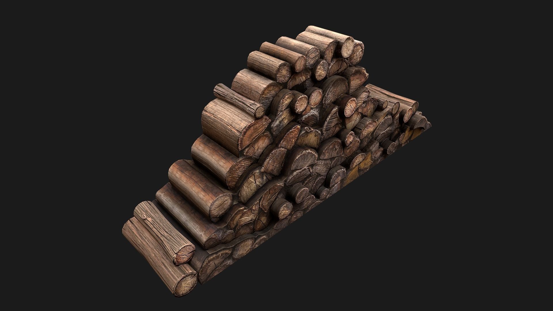  Pile of firewood Low-poly 3D model_10