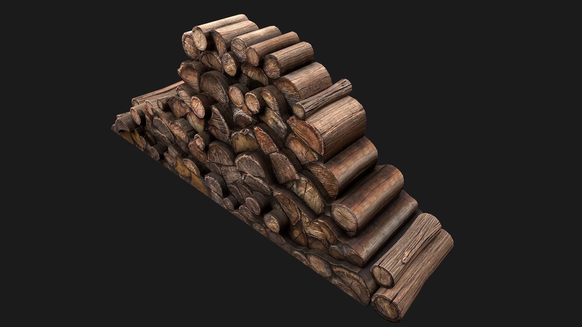  Pile of firewood Low-poly 3D model_11