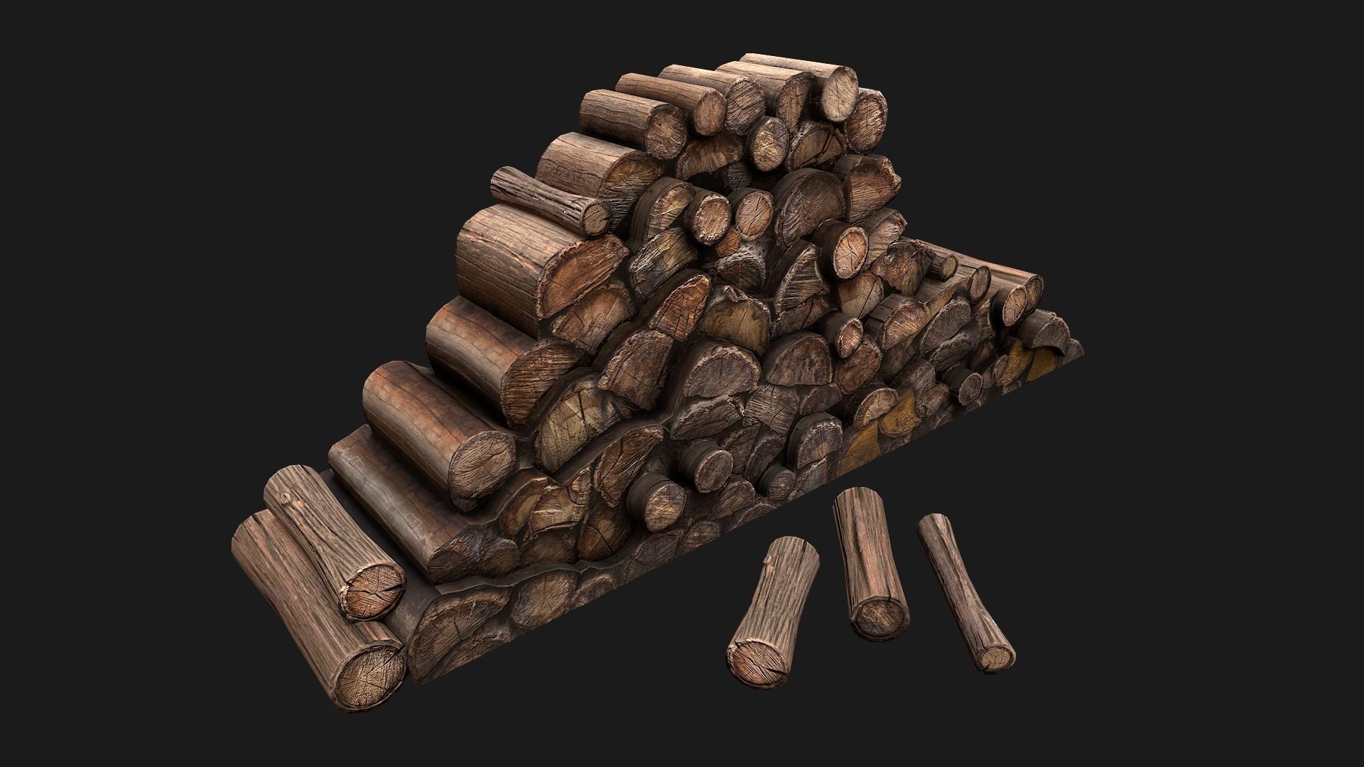  Pile of firewood Low-poly 3D model_5